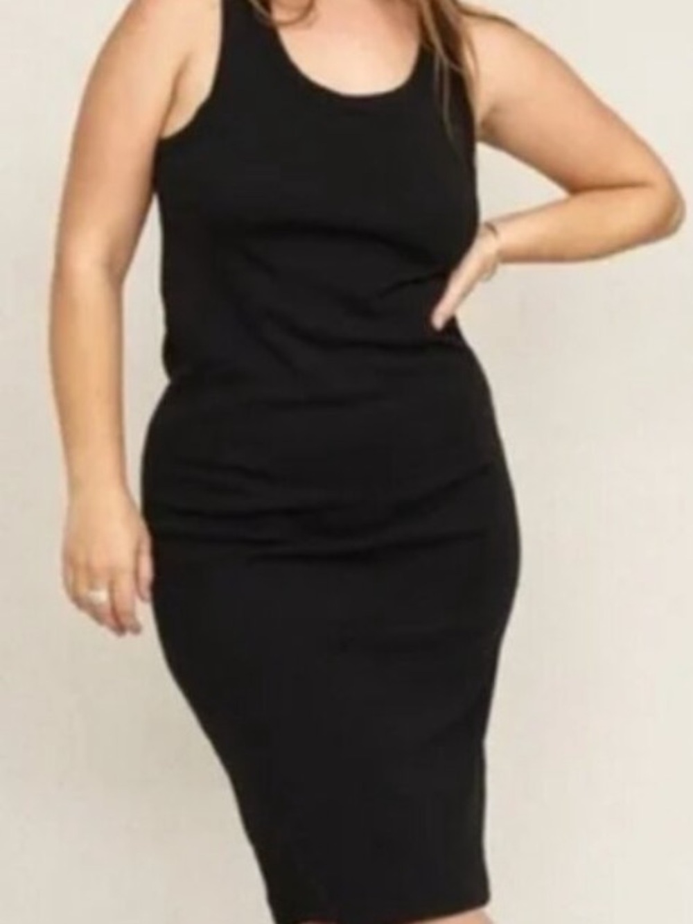 FOR DAYS The Weekender Organic Cotton Rib Midi Tank Dress Black